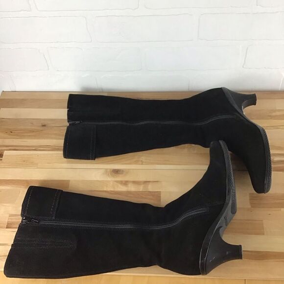 LA Canadienne Suede boots leather long black winter heeled boots size 6 - Picture 6 of 16